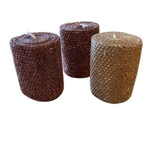Glitter Honeycomb Beeswax Candles 4" Set Holiday Home Decor Metallic Gold Brown